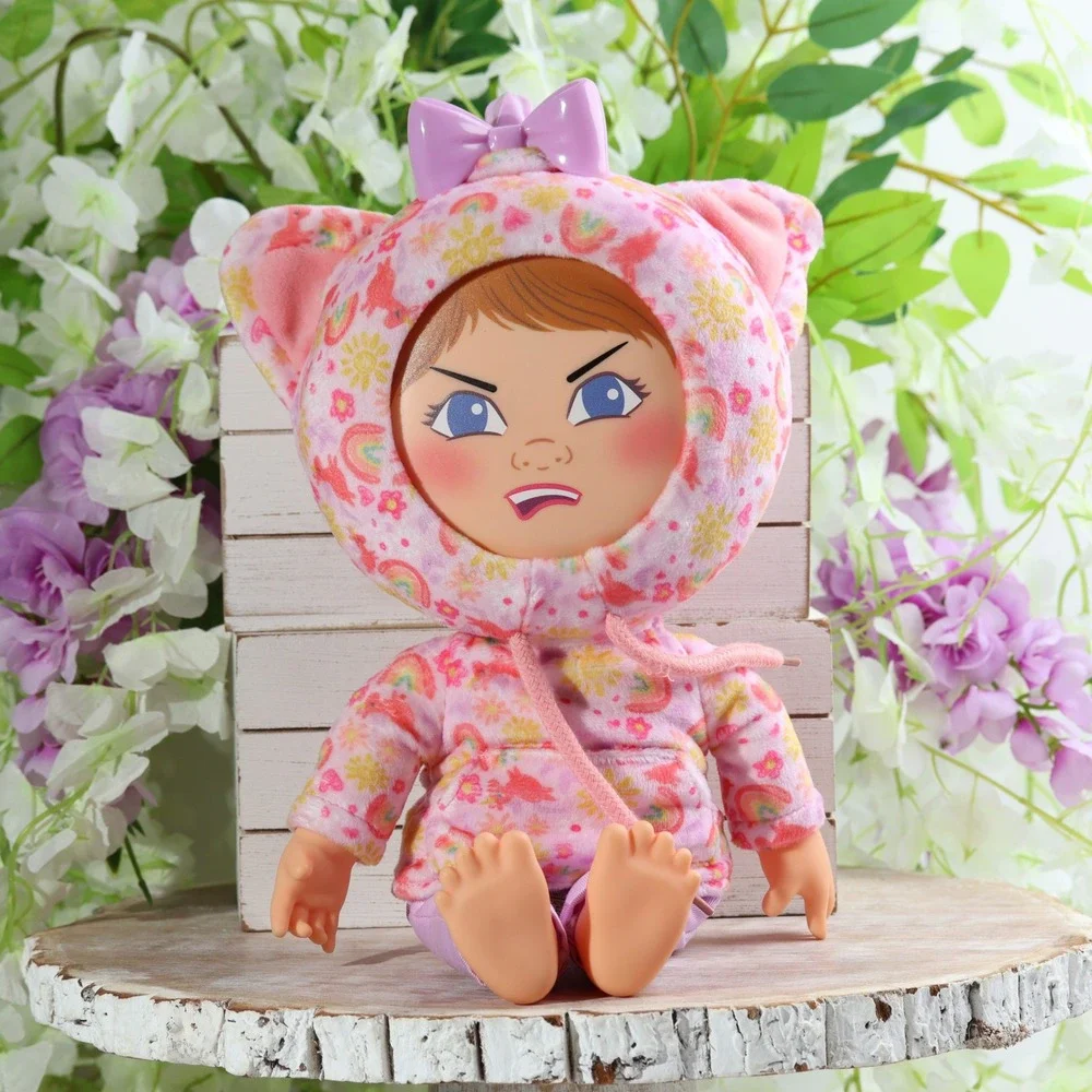 Mattel What's Her Face Doll Pink Cat Hoodie Rotating Expressions 8 Inch